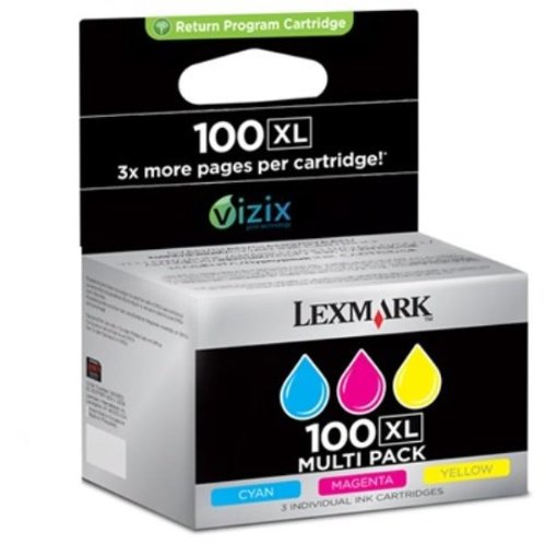 Lexmark 14N0850 100XL Tintenpatronen 3er-Pack, cyan/magenta/gelb