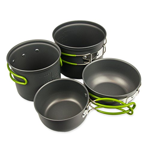 SET superleichtes Camping-Geschirr aus langlebigem Aluminium, für Festivals, Outdoor-Aktivitäten, inklusive Transportbeutel, Wandern, Nordic-Walking, Klettern, Zelten, Kochen, Farbe: Anthrazit … - 3