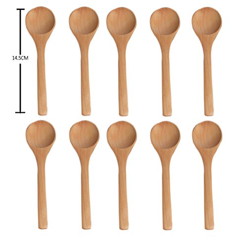 DaoRier Round Wooden Teaspoons Ecofriendly Coffee Honey Jam Kitchen