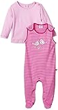 Eltern by Salt & Pepper Baby Girls E NB Playsuit Birdie stripes Striped Crew Neck Long Sleeve Footies