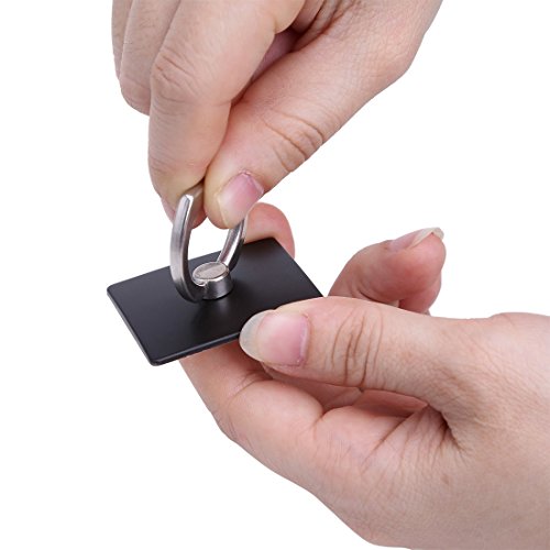 Tiaobug Smartphone Finger Halterung Ring & StÃ¤nder, 4 StÃ¼ck Handy Finger Griff Ring - Handy Halter Finger Ring aus Metall drehbare Halterung Schwarz One Size