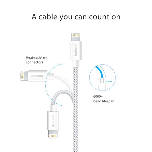 [Apple MFi zertifiziert] Inateck Lightning kabel für iPhone, iPad, iPod, Apple USB Ladegerät Kabel fürs Laden und Synchronisieren, 1,2m – weiß - 3