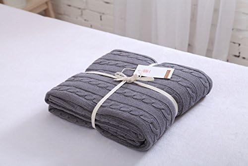 FNKSCRAFT® 100% Cotton Knitted Soft Blankets for Baby Throw Blanket for Bedroom Living Rooms Sofa Car (grey)