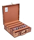 Kuber Industries Wooden Bangle Storage Box 4 Rod, Gold