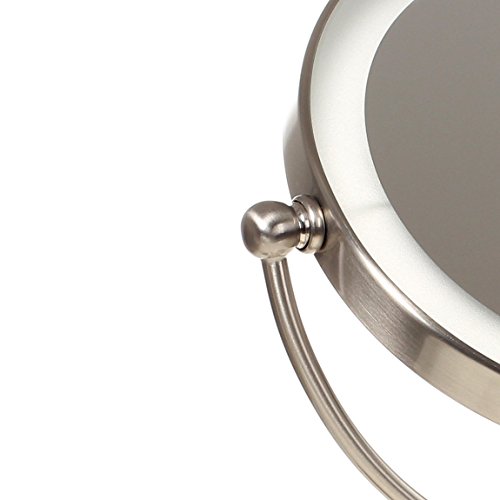 HIMRY® Slim LED Stand KosmetikSpiegel 8 Zoll 10x Vergrößerung, Batteriebetrieben oder mit EU-Stecker, beleuchtedte Standspiegel Kosmetikspiegel Tischspiegel, Make-Up, Rasieren, Badezimmer Spiegel, Spiegel 360 ° drehbar, doppelseitigen Standard und 10 Fach Vergrößerung, KXD3139-10x - 7