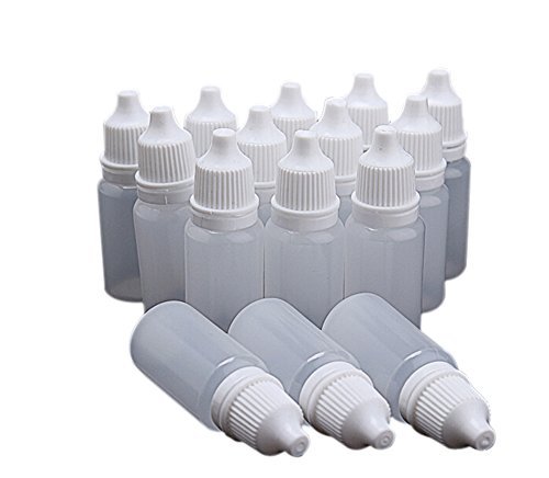 Dosige 50x10ml Quetschbar Leer Augen Flüssigkeit Flasche 10ml Tropfflaschen, zur Dosierung von Flüssigkeiten, E-Liquids, Augentropfen, leere LDPE Kunststoffflaschen transparent, Tropferflaschen mit weissen Tropfverschlüssen