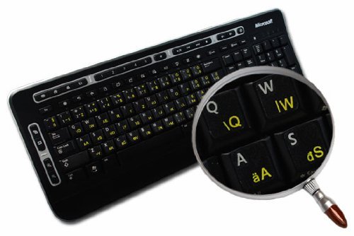 Ungarisch – Englisch Schwarz Tastaturaufkleber mit weißen und gelben Buchstaben – Geeignet für jede Tastatur - 3