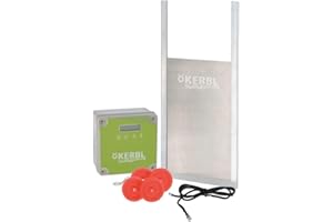 Cajou Automatic Chicken Coop Door including Sliding Door with Guide Rails, Light Sensor and Timer Control / Choice of Mains and / or Battery Operation, Green / Silver