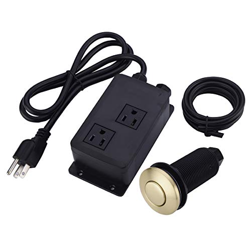 SINKINGDOM SinkTop Garbage Disposal Air Switch Kit with Long Button, Champagne Bronze (Brass Cover)