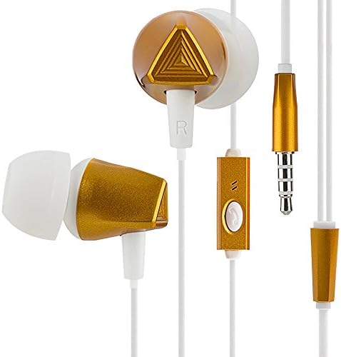 KingYou Wired In-ear Earphones Headphones Earbuds with Mic for iPhone iPod iPad Android Smartphones, Tablets, MP3 Players (KF01 Gold)