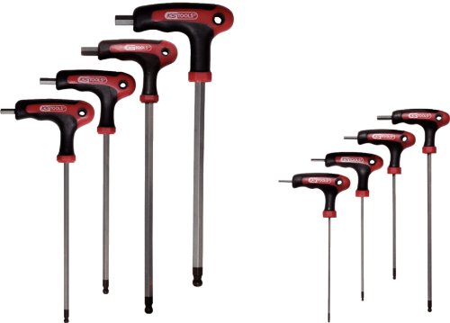 KS Tools 151.8155 Ergotorqueplus T-Griff-Kugelkopf-Innensechskant-Winkelstiftschlüssel-Satz, 8-teilig, 2-10 mm