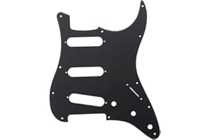 Musiclily 11 Agujeros SSS Strat Pickguard Guitarra Golpeador para Guitarra Eléctrica Fender American/México Standard Stratocaster Moderno, 1 capa Negro Mate
