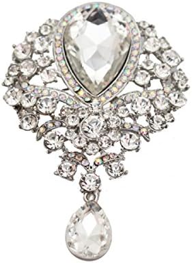 DFUCF Brooch Fashion Elegant Shawl Scarf Wedding Rhinestone Clothing Accessories Suits Men And Women,White-OneSize