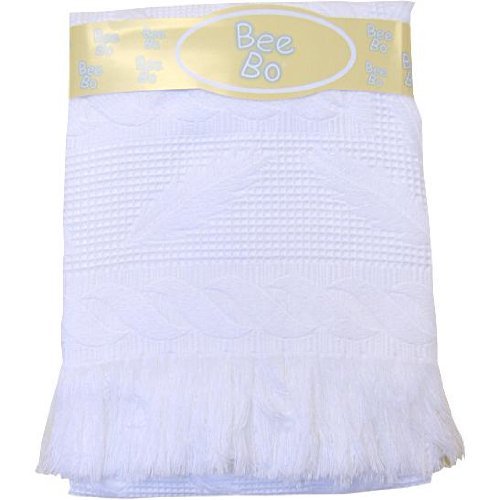 BabyPrem Baby Large Soft White Acrylic Fern Shawl Blanket 122 x 122cm WHITE