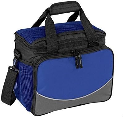 13 OAG 16 Can Insulated Lunch bag Cooler with Handy Fold Down Cup Holder, Shoulder Strap &amp; 3 Mesh Pockets (Water/weather Resistant) (Blue/Black) by OAG