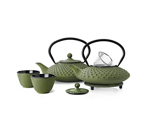 asiatische Teebecher Gusseisen Jing grüne Noppenstruktur 2er Set - 2