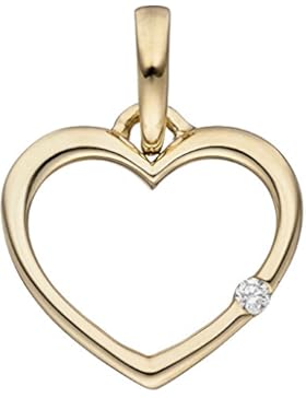 JOBO Anhänger Herz 333 Gold Gelbgold 1 Diamant Brillant Herzanhänger Goldherz