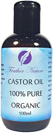 Organic Cold Pressed Castor Oil 100ml By Feather Nature: Pure Vegetable Oil For External Use – Helps Hair, Brow &amp; Lash Growth, Treats Split Ends, Strengthens Nails, Rejuvenates Skin &amp; Hydrates Dry Lips