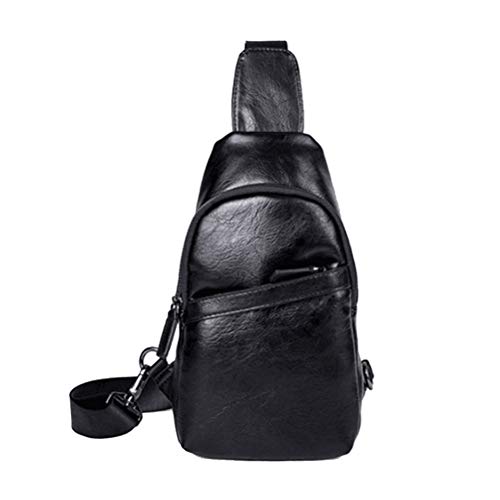 Preisvergleich Produktbild TENDYCOCO Umhängetasche PU-Leder Brusttasche Messenger Bag Black für Männer