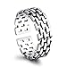 Produktbild SLIJing Sturmlose Square Open Ring Strand Woven Patterns Skeen Retro Brick Bracelet Plain Silver Ring(None Picture Color)