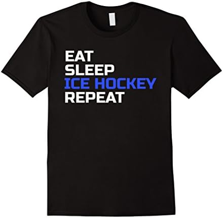 Men's Eat Sleep Ice Hockey Repeat TShirt Small Black