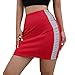 Produktbild Hffan Damen Sexy Mode Gestreift Reflektierend Mini Rock Figurbetont Eng Lebhaft Rot Kleid High Waist Super Weiches Polyester Elastisch Frauen Wickelkleid Sommer Guenstig(Rot,L)
