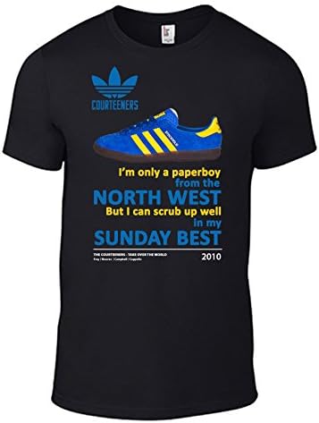 THE COURTEENERS Take Over The World CD Lyrics T Shirt &amp; Image Of Adidas Stockholm Trainers - Black (Small)