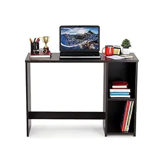 Lukzer Engineered Wood Study Table Desk with 2 Spacious Shelves Computer Organizer for Home Office Hotel Shops Wooden Table for Kids Room (Wenge)