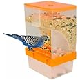 Pet & Vet Automatic Plastic Feeder Suitable for Cockatiel, Love Birds, Budgies, African Love Birds, Conure with Plastic Tray No More Food Waste Transparent Anti Spill White.