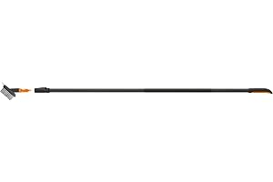 Fiskars OneClick Fogborste & Skaft L, Komplett set för Gatsten & Fogar | Enkelt hopsättningsbar, 2i1-Tillsats med Skrapa och Borste, Kemikaliefri Fogrengöring, Skaftlängd: 161 cm, 1080719