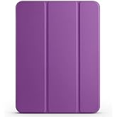 Babilden Apple iPad Tablet ile Uyumlu Tablet Kılıfı Smart Cover Uyku Modlu Standlı Arkası Sert Şeffaf Kapak (Mor, iPad Air 13