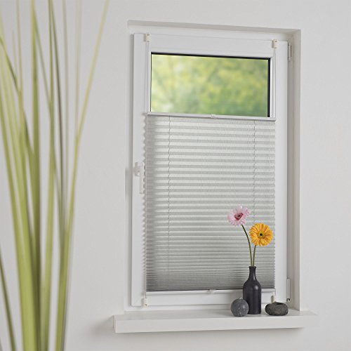 DECOLIA Klemmfix-Plissee verspannt mit Klemmträger, ohne Bohren/Schrauben,“Crush-Struktur“, blickdicht, Breite/Höhe: 80 x 130 cm, Farbe: grau - 2