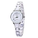 Damen Armbanduhr Traumzimmer LVPAI Heißer Verkauf Mode Luxus Frauen Uhren Uhr Neu Klassik DüNne MäNner Wasserdicht Fossil Lederarmband damen armbanduhr wasserdicht cluse (Silber,D)