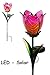 Produktbild Solar Leuchte " Blume " - Tulpe - pink & gelb - mit LED Licht - handbemaltes Glas - Garten Wetterfest für Außen - Gartendeko Solarleuchte Solarbetrieben - Laterne Gartenleuchte Außenbeleuchtung - Solarblume