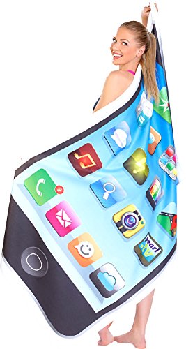 PEARL Mikrofaser-Strandtuch im schwarzen Smartphone-Design, 170 x 100 cm - 3