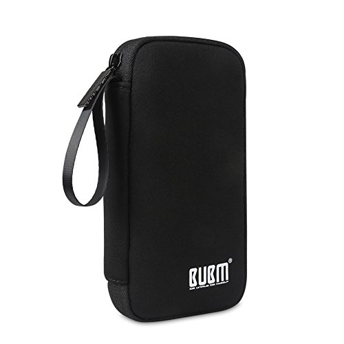 BUBM Mini Schutzhülle externe Festplattentasche Tragetasche für Festplatte bis 2,5 Zoll sowie Kabel(Mittel, Schwarz)