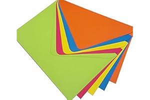 CANDY RUSH 100 7x5 Bright Spectrum Coloured Envelopes (133x184mm - 5" 1/4 x 7 1/4) Pink, Blue, Green, Yellow, Orange - for Greetings Card Crafts & Party Invitations - Packed by The CandyRushTM Charity