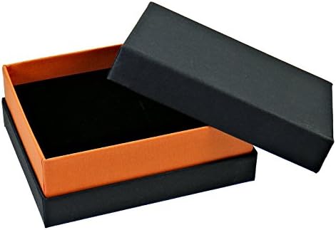 High Quality Cardboard Jewellery Case Trinket Jewellery Box for Rings, Earrings, Pendants in Black and Orange 10x8x4 cm