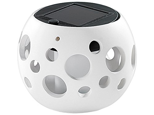 Lunartec Solar-LED-Leuchte "Kugel" aus edlem Ton, weiß