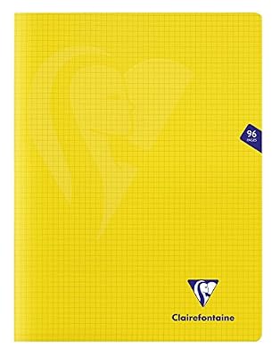 Clairefontaine 343362C - Un cahier piqué Mimesys 96 pages 24x32 cm 90g petits carreaux, Couverture polypro Jaune