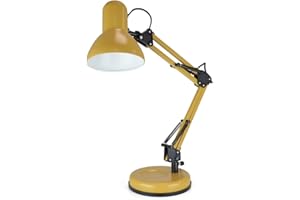 homelife for easy living 35W Swing Poise Hobby Desk Lamp - Tilt/Swivel Head - 35cm Swing Arm - Max. Height 52cm - Weighted Base with Desk Tidy - Inline Switch - L945MS - English Mustard