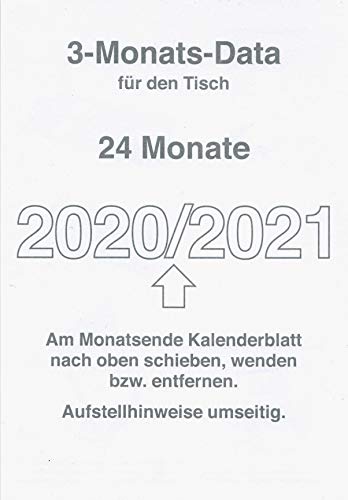 HiCuCo Kalendarium/Ersatzeinlagen für 2020 und 2021 passend für 3-Monats-Tischkalender - Vela - TypV