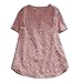 Produktbild ESAILQ Frau LäSsige Lose Feste Oansatz Shirt Kurzarm Baumwolle Stickerei Top(XXXXX-Large,Rosa)