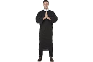 Funidelia | Disfraz de cura para hombre Sacerdote, Monje, Papa, Profesiones, disfraz de despedida de soltero - Disfraz para adultos y divertidos accesorios para Fiestas, Carnaval y Halloween - Negro