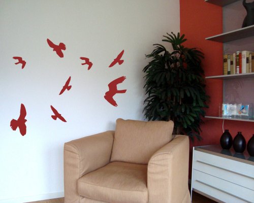Wandtattoo Vogelschutzaufkleber Falken-Set in 5 Größen und 25 Farben (45X30cm schwarz) - 2