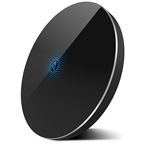 examen Chargeur sans Fil, Rhidon Qi Ultra Mince Métal Aluminium Wireless Chargeur Pad sans fil Chargeur à Induction pour Samsung Nexus Nokia iPhone 5/5S/6/6S Plus/7/7 Plus et Périphériques Tout Qi-Enabled (Noir)