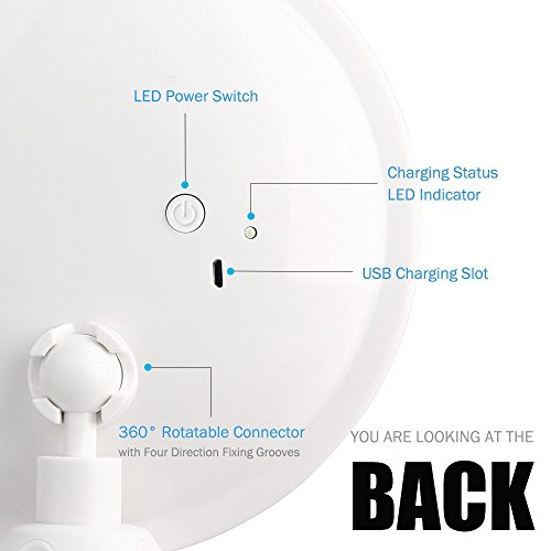 Kosmetikspiegel mit LED Beleuchtung,iHome&iLife LED Beleuchtung Badspiegel Drehspiegel Lade Saugnapf Spiegel 7-Fach Schminkspiegel Rasierspiegel Kosmetikspiegel Im Badezimmer Für Bad Dusche - 2