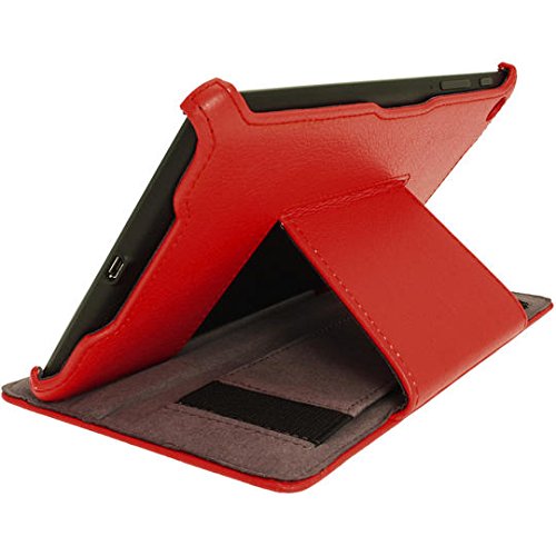 igadgitz Rot PU Ledertasche Hülle für Google Nexus 7 FHD 2013 Model 2. Generation Mit Multi-Winkel Betrachtungs-stand + Handschlaufe + Auto Sleep/Wake + Displayschutzfolie - 3