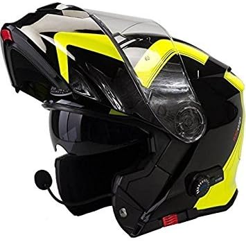 Motorbike Motorcycle Viper RS-V171 Advanced Features 3.0 Bluetooth Adult Scooter Touring Ride Flip Front Modular Shiny Black/Yellow Spline Helmet With FREE GIFT Anti Fog Spray Visor Helmet Care Kit 2018 NEW DEAL - - XL