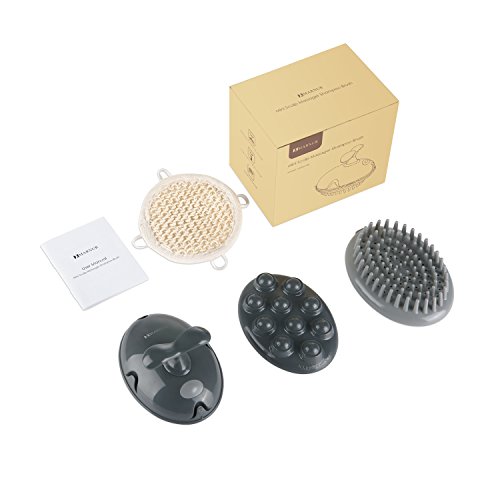MARNUR Kopfhaut Massagegerät 3-in-1 haar head Kopf Scalp massage elektrische batteriebetrieb handgehalten Vibration Bürste mit DREI verschiedenen Zubehörteil, luffa handschuhe vielseitig einsetzbar für Dusche und Badewanne für Auto Office Zuhause Use - 9